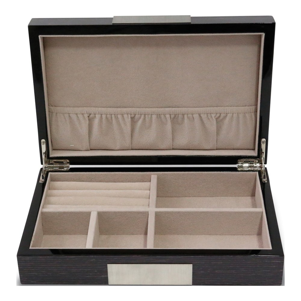 Grey Lacquered Wooden Valet Jewelry & Watch Box