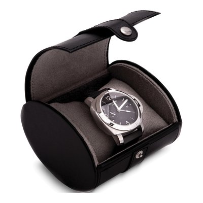 Black Leather Travel Case for Single Watch