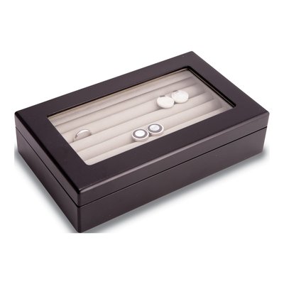 Wooden Cufflink & Ring Box with Glass Lid – view 2