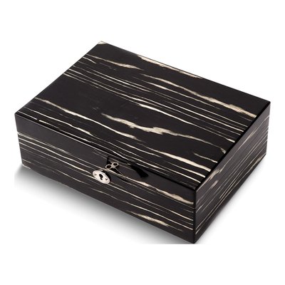 Locking Ebony Wood Jewelry Box with Valet Tray