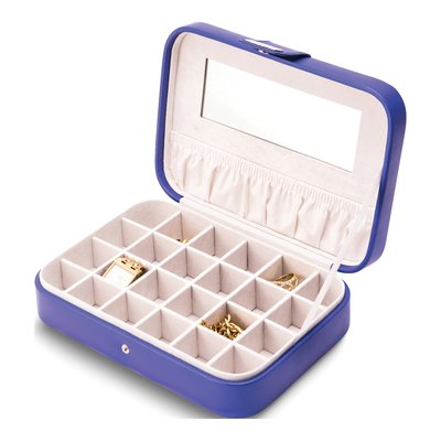 Blue Faux Leather 24-Section Jewelry Case with Mirror – view 2