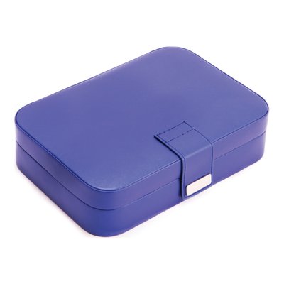Blue Faux Leather 24-Section Jewelry Case with Mirror