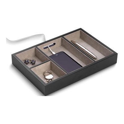 Wood Valet Tray with Velour Lining, Matte Black – view 2