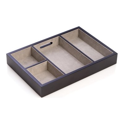 Wood Valet Tray with Velour Lining, Matte Black