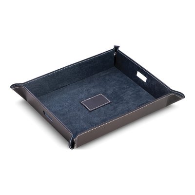 Black Leather Valet Tray & Charging Station