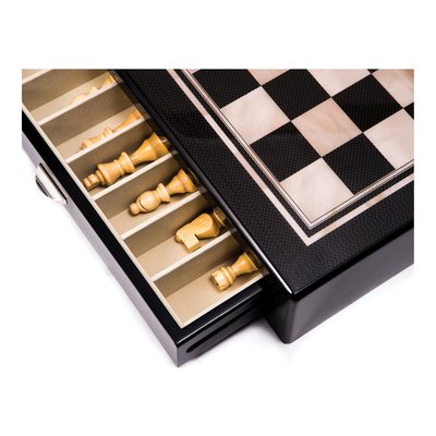 Carbon Fiber & Mother of Pearl Chess Set with Drawers – view 2