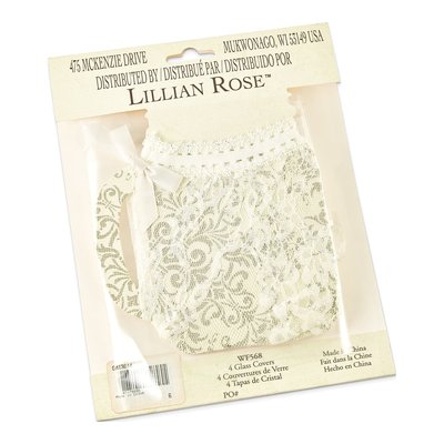 Lillian Rose Set of 4 Lace Glass Wraps