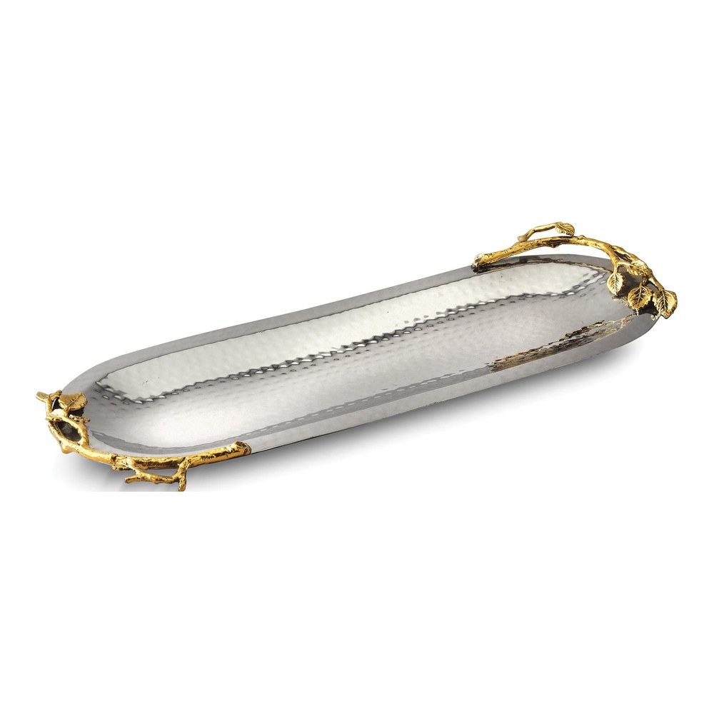 Hammered Stainless Steel Oval Tray