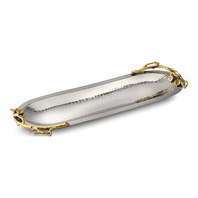 Hammered Stainless Steel Oval Tray