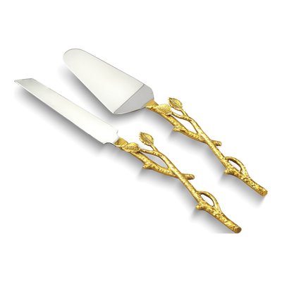 Stainless Steel Cake Knife & Server Set, Vine Handles