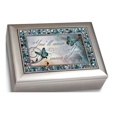 Silver-Tone Jeweled Music Box