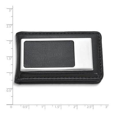 Black Faux Leather Magnetic Nickel-Plated Money Clip – view 3