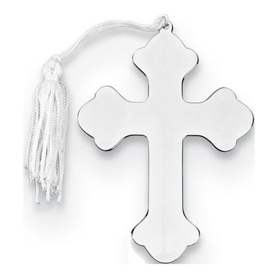 Engravable White Cross Ornament with Tassel