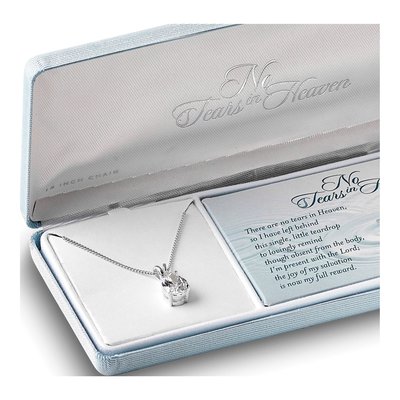 No Tears in Heaven CZ Teardrop Memorial Necklace – view 2