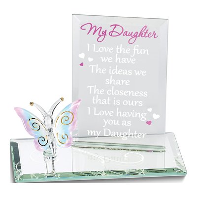 Glass Baron 'My Daughter' Blue Butterfly Figurine Gift