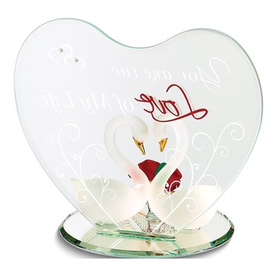 Glass Baron Swan Pair With Red Rose You Are The Love Of My Life Handcrafted Figurine – view 2