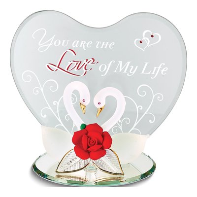Glass Baron Swan Pair With Red Rose You Are The Love Of My Life Handcrafted Figurine