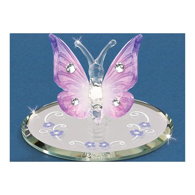 Glass Baron Lavender Butterfly Figurine w/ Crystals – view 3