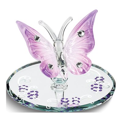 Glass Baron Lavender Butterfly Figurine w/ Crystals