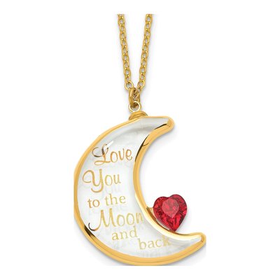Glass Baron Gold-Tone Heart Necklace "Love You"