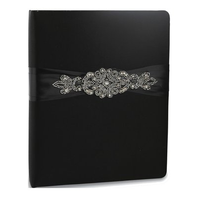 Black Satin Adriana Memory Book with Crystal Accents