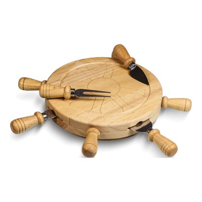 Rubberwood Cheese Board Set with Stainless Tools