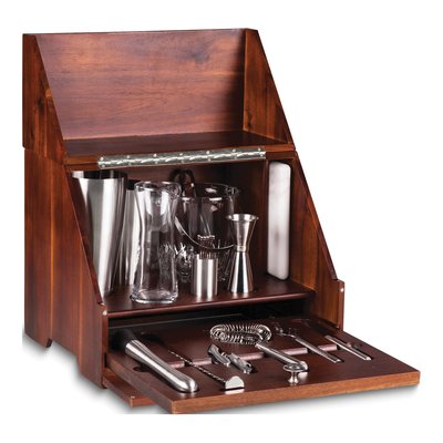 Madison Cherry Wood Tabletop Bar Set with Tools – view 2