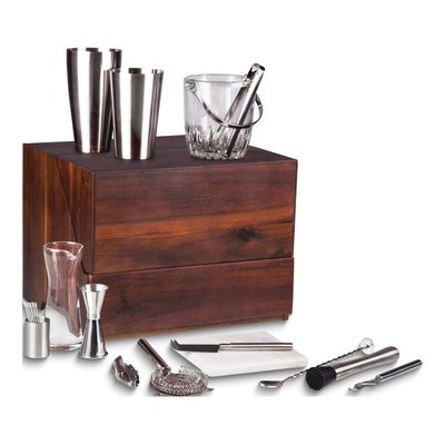 Madison Cherry Wood Tabletop Bar Set with Tools