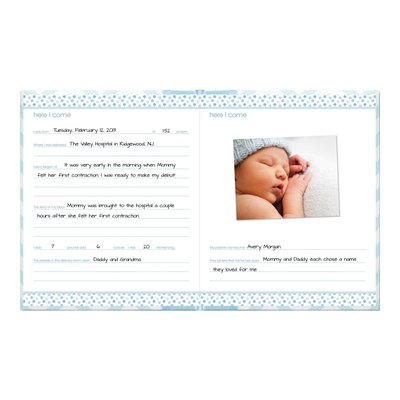Blue Chevron Baby Memory Book with Ink Pad – view 2