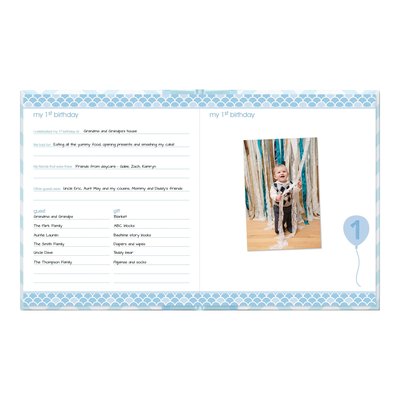 Blue Chevron Baby Memory Book with Ink Pad – view 4