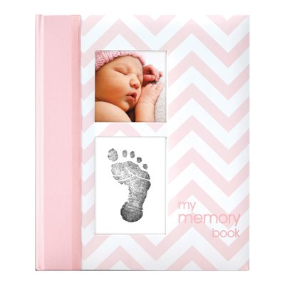 Pink Chevron Baby Memory Book with Photo & Print Pad