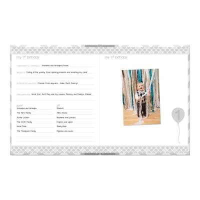 Grey Chevron Baby Memory Book with Ink Pad, 50 Pages – view 4