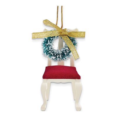Christmas Wreath Memorial Wooden Chair Ornament