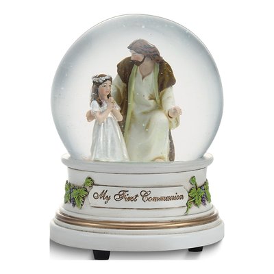 First Communion Musical Glitterdome - Jesus & Girl Gift