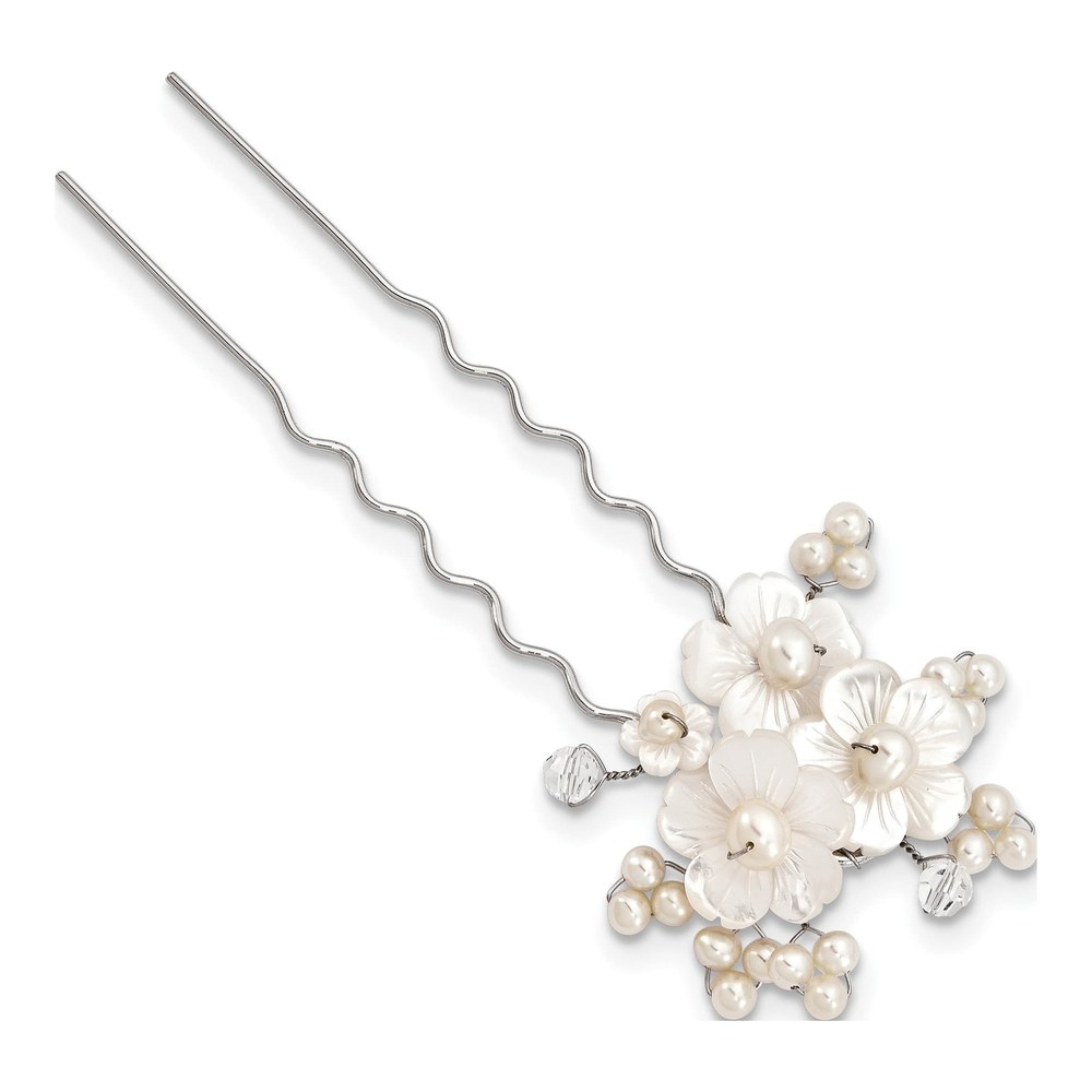 White Freshwater Pearl Floral Hair Pin