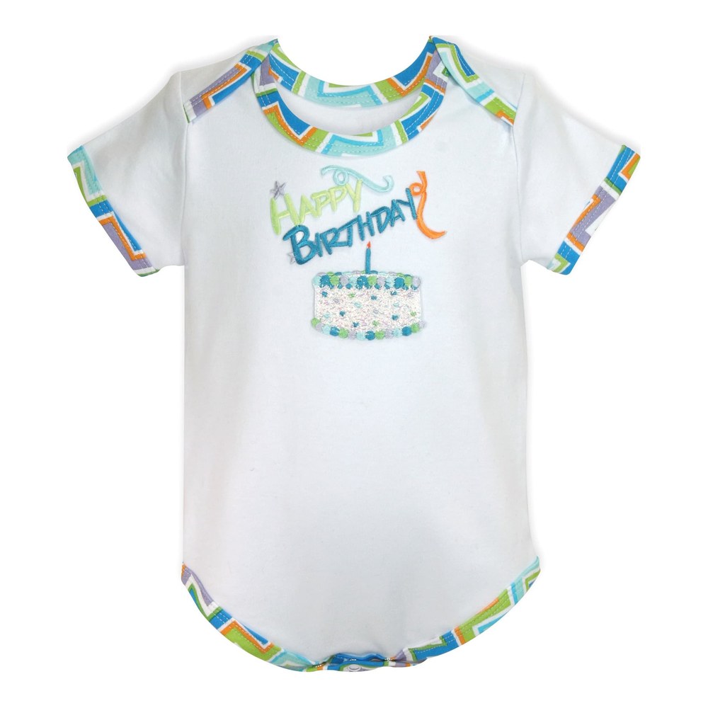Blue Happy Birthday Snapshirt, 6-12 Months