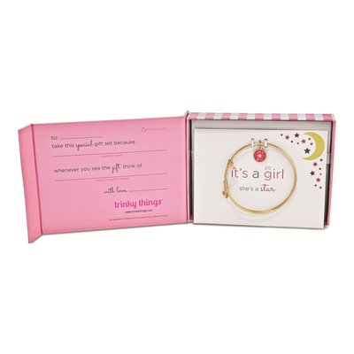It's a Girl Star Bangle Bracelet & Card Gift – view 2