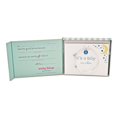 Silver-Tone Trinky Things It's A Boy Star Bracelet/Card – view 3