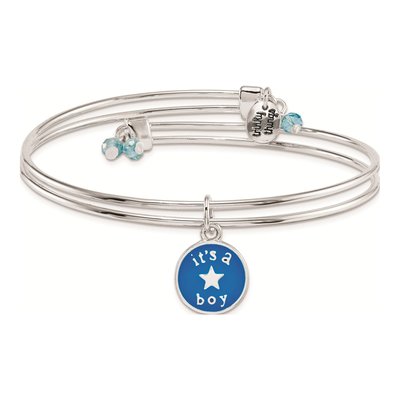 Silver-Tone Trinky Things It's A Boy Star Bracelet/Card