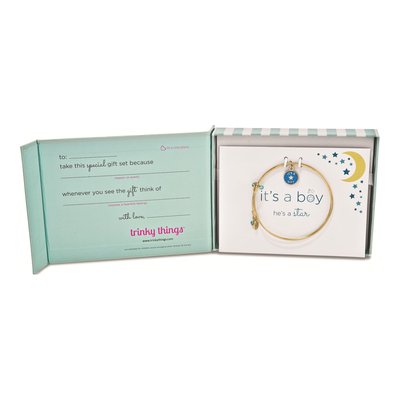 Gold-Tone It's a Boy Star Bangle Bracelet Gift – view 2