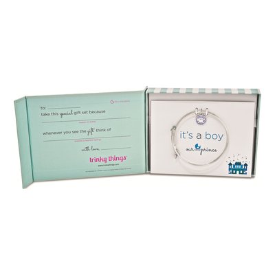 It's a Boy Silver-Tone Bangle Bracelet & Card – view 3