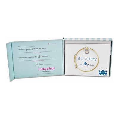 It's a Boy Gold-Tone Bangle Bracelet & Card – view 3