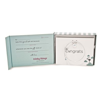 Silver-Tone Congrats Stork Bangle Bracelet & Card – view 3