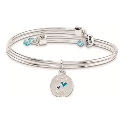 Silver-Tone Congrats Stork Bangle Bracelet & Card