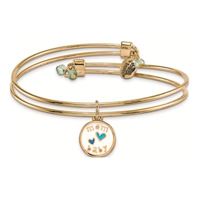 Gold-Tone Stork Congrats Bangle Bracelet & Card