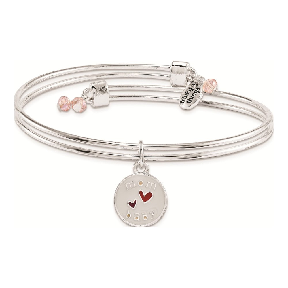 Silver-Tone Mom Hearts Bangle Bracelet