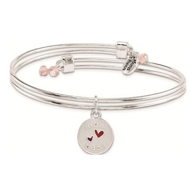 Silver-Tone Mom Hearts Bangle Bracelet