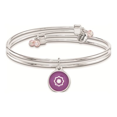 Silver-Tone Birthday Flowers Bangle Bracelet & Card – view 2