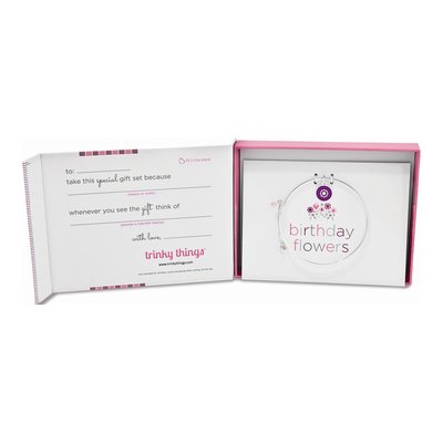 Silver-Tone Birthday Flowers Bangle Bracelet & Card – view 3