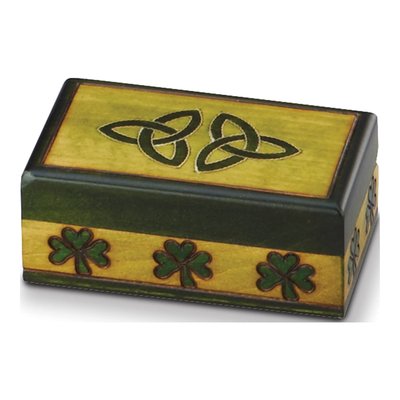 Handcrafted Wood Celtic Knot & Shamrock Box
